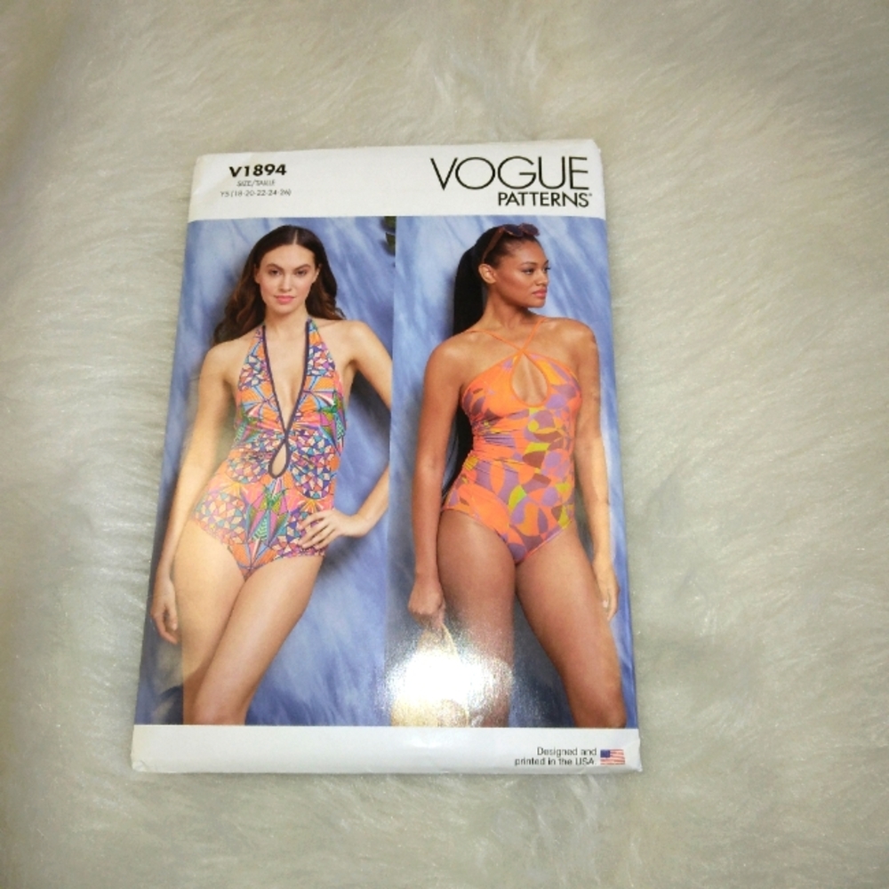VOGUE V1894 SZ 18-26 Misses Lined Swimsuit with ruching in 2 styles